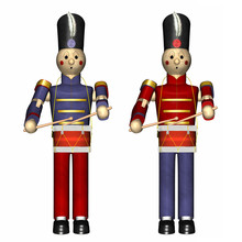 Two Christmas Toy Soldiers With Drums.