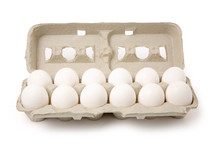 White Eggs In Carton With White Background