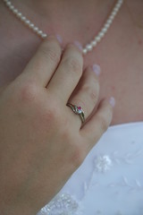 Sticker - hand touching necklace ring jewelry pearl finger wedding