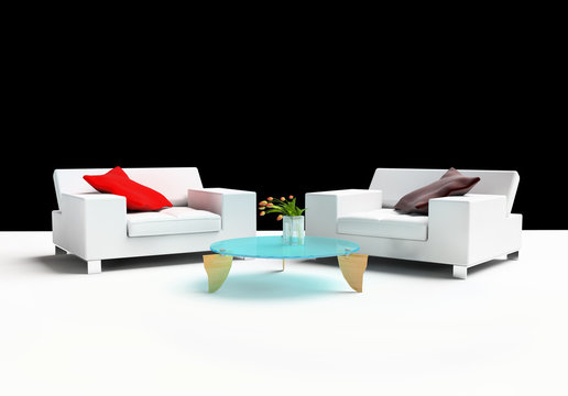 Modern furniture on a white background 3d image