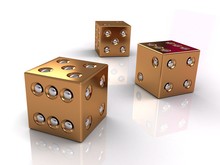 3d Golden Dices With Silver Dots
