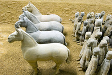 4 Horses Leading An Army Of Terracotta Warriors In Xuzhou, China