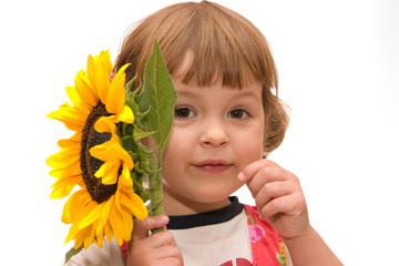 Canvas Print - girl with sunflower