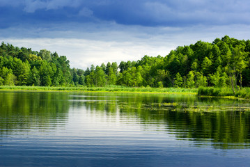 Lake and forest.