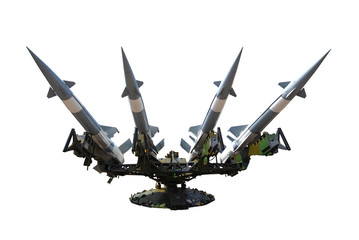Rocket of antiaircraft defense on a white background