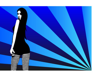 Wall Mural - Miss White Stripes - Blue - 