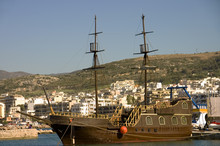 Typical Greek Schooner In Chania Harbor, Crete