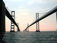 Close Up Of The Chesapeake Bay Bridge Of Maryland