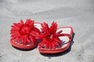 flip-flop on the sand beach