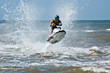 canvas print picture - extreme  jet-ski watersports with big waves