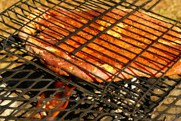 Canvas Print - Texan steak on the grill