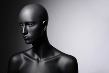 Face Of Mannequin Grey Background