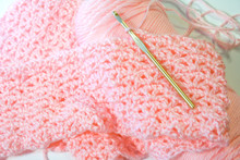 Pink Crocheted Baby Blanket In Progress