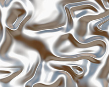 Image Of Luxurious Flowing Silk Or Satin Fabric In Silver