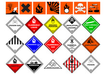 Chemical Safety Symbols Over White Background