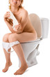 beauty woman sit on lavatory pan
