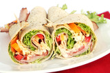 Fototapeta Kuchnia - Ham Wrap Sandwich