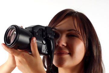 Canvas Print - woman with camera