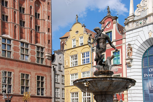 Obraz w ramie Neptune statue in Gdansk