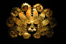 Peruvian Ancient Mask Made Out Of Gold