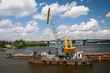 hydraulic dredge on barge