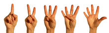 Counting Hands From One To Five Isolated Over White
