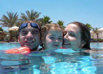 family in the water