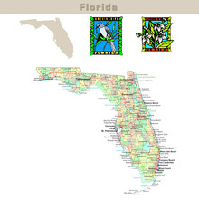 USA States Series: Florida. Political Map