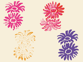 Sticker - 4 Grunge Flowers