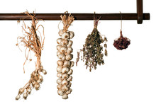 Garlic Bunches And Herbs