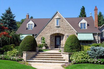 Poster - House with dormers and large stone gable