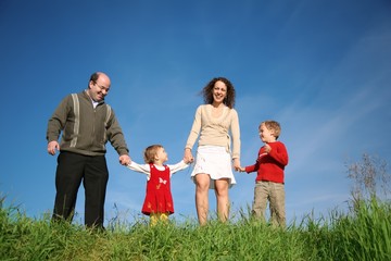 family on the meadow