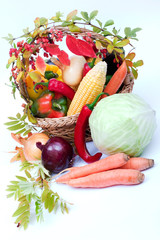 Wall Mural - lots of fresh and ripe vegetables in the basket