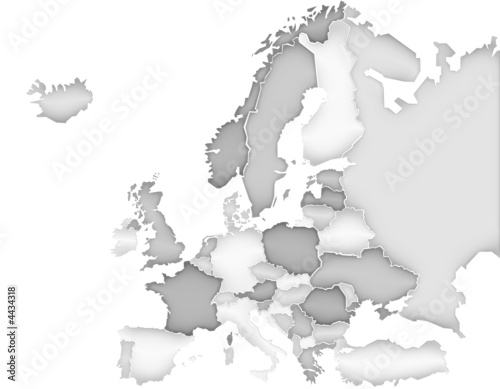 Fototapeta na szkło Mapa Europy Camaieu Argent