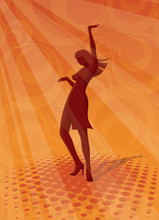 Discotheque Background - Dancing Woman Silhouette