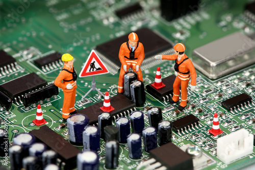 Fotografía Technicians working on electronics or motherboard