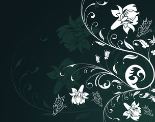 Sticker - Flower background with butterfly, element for design, vector