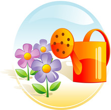 Garden, Flowers, Watering Can. Gardening Icon. Vector 
