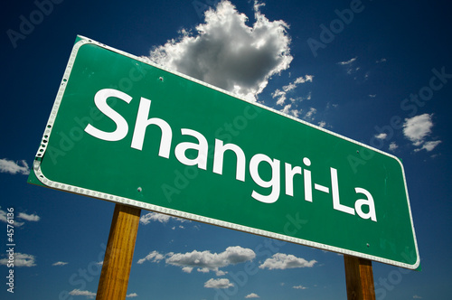 Shangri La Road Sign With Dramatic Clouds And Sky Stock Illustration Adobe Stock
