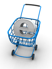 Aufkleber - Consumer basket with sign for internet. 3d