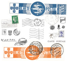 Vintage Postcard Symbols And Stamps