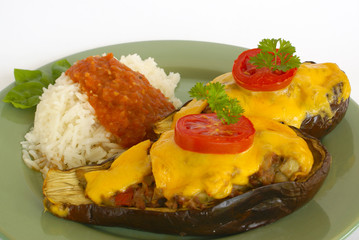 Canvas Print - Stuffed eggplant with rice and tomato sauce