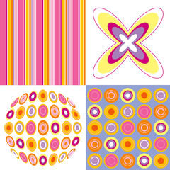 Wall Mural - retro pop pink yellow 4 pattern combo 