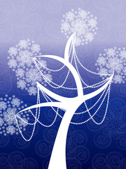 Poster - white winter snow flower tree