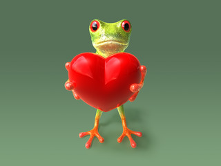 Wall Mural - Grenouille avec un coeur