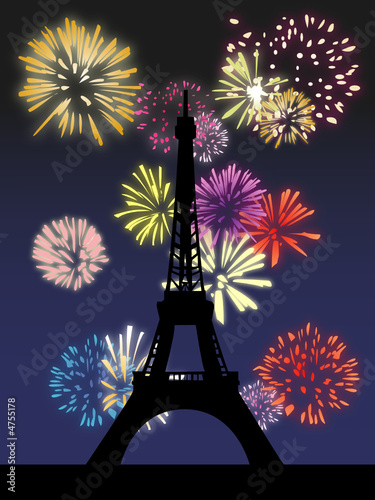 Feu D Artifice A La Tour Eiffel Illustration Stock Vector Adobe Stock