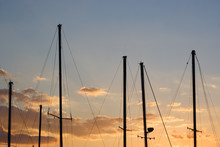 Yacht Masts At Sunset