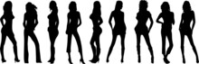 Silhouette Of Girls On A White Background