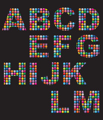 Poster - color pop mosaic buttons alphabets part 1