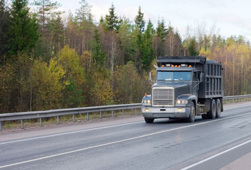 dump truck on road of my 